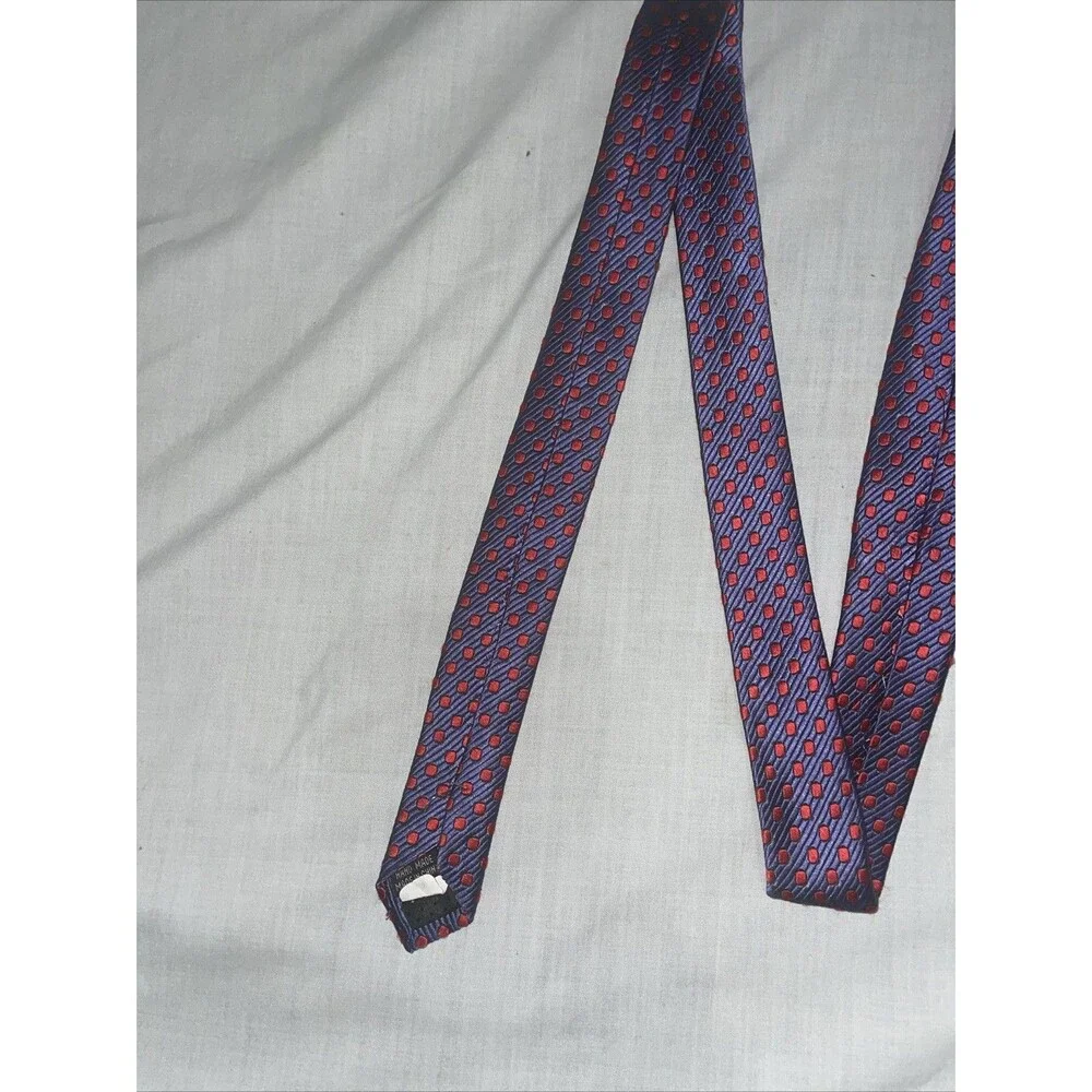 Dona Dona Men’s Dress Tie Size 58” 3.75” Blue Dotted Silk Business Formal